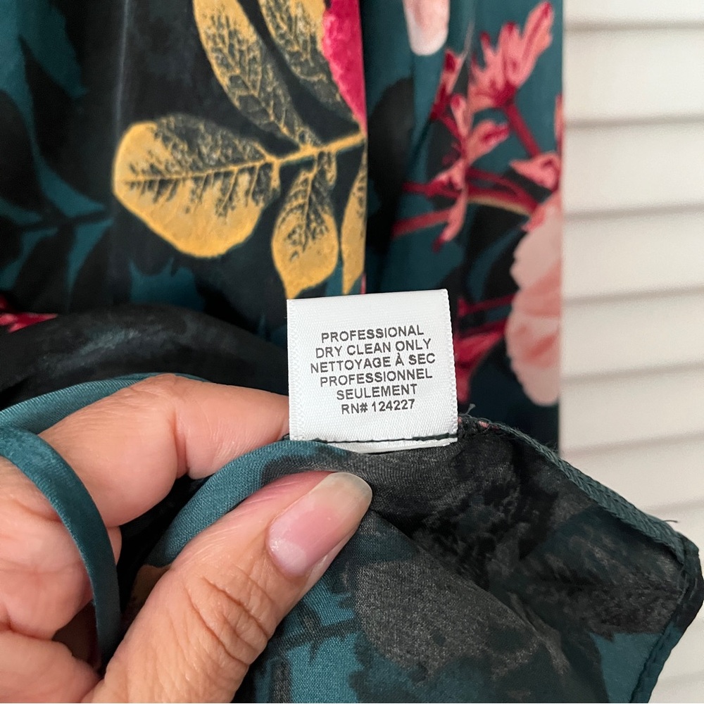 Misa Los Angeles green floral print ruffle peplum hem long sleeve blouse size S. - Picture 12 of 12